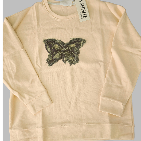 American Vintage Butterfly Denim Patch Sweatshirt