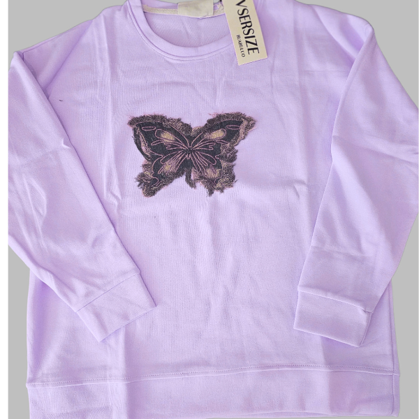 American Vintage Butterfly Denim Patch Sweatshirt