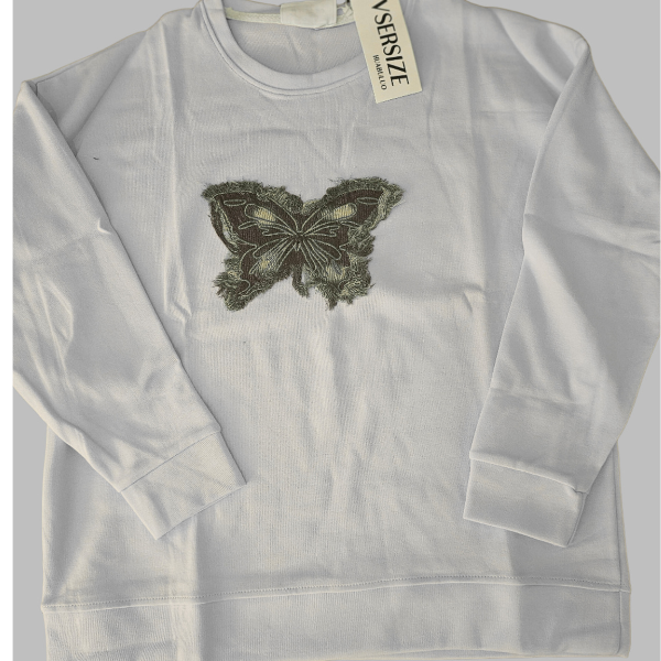 American Vintage Butterfly Denim Patch Sweatshirt