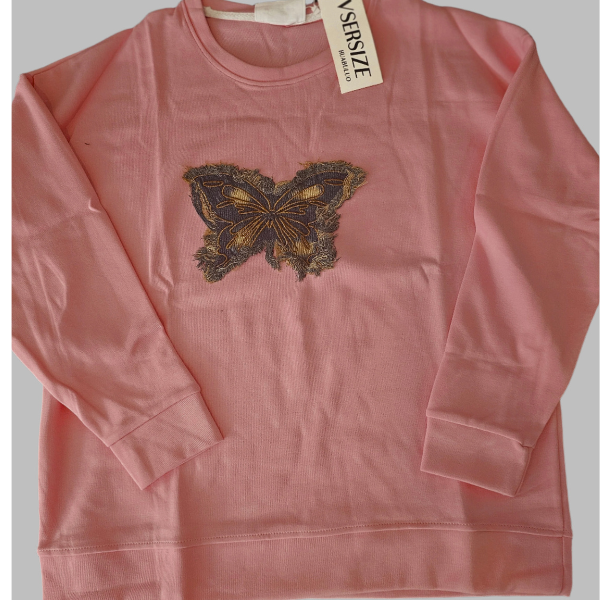 American Vintage Butterfly Denim Patch Sweatshirt