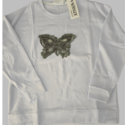 American Vintage Butterfly Denim Patch  Sweatshirt