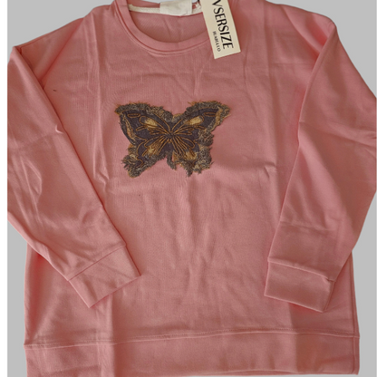 American Vintage Butterfly Denim Patch  Sweatshirt